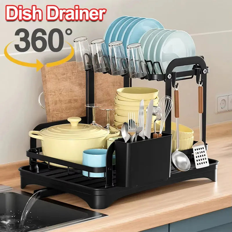 360° Rotating Double-Layer Kitchen Rack